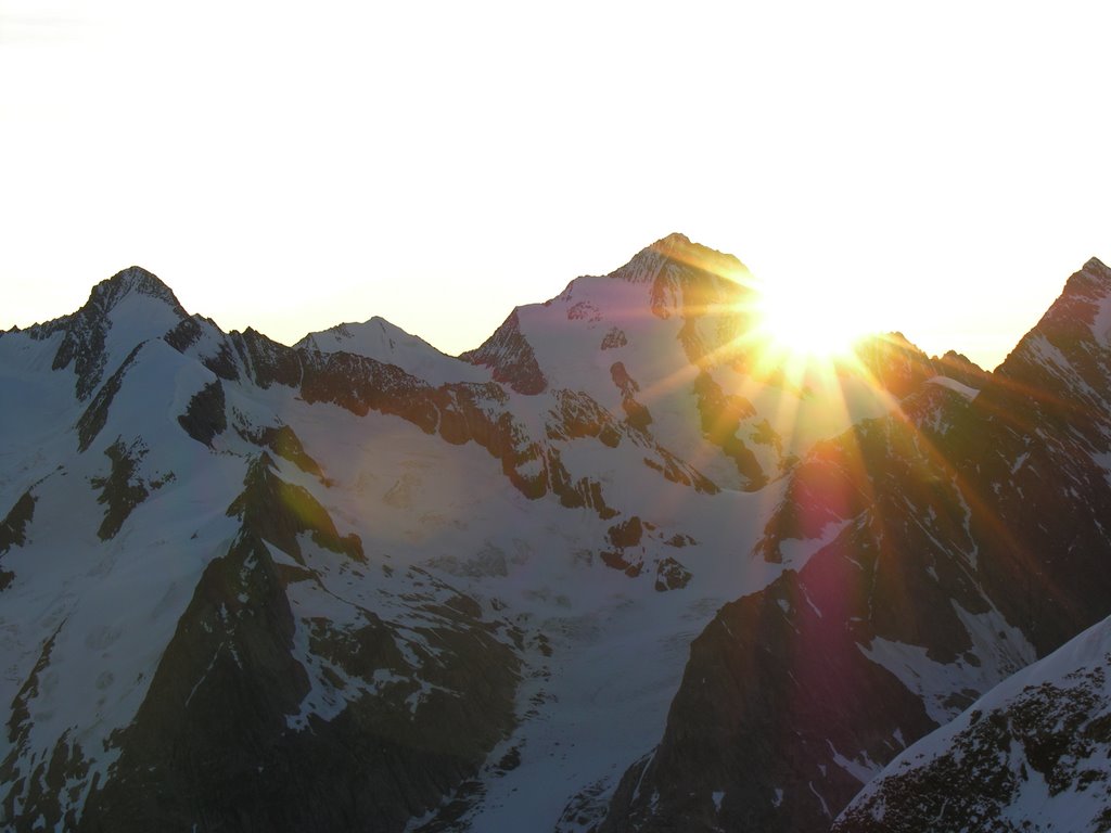 Sonnenaufgang über dem Aletschgebiet; Im Bild Gross Grünhorn & Finsteraarhorn by Schuppli