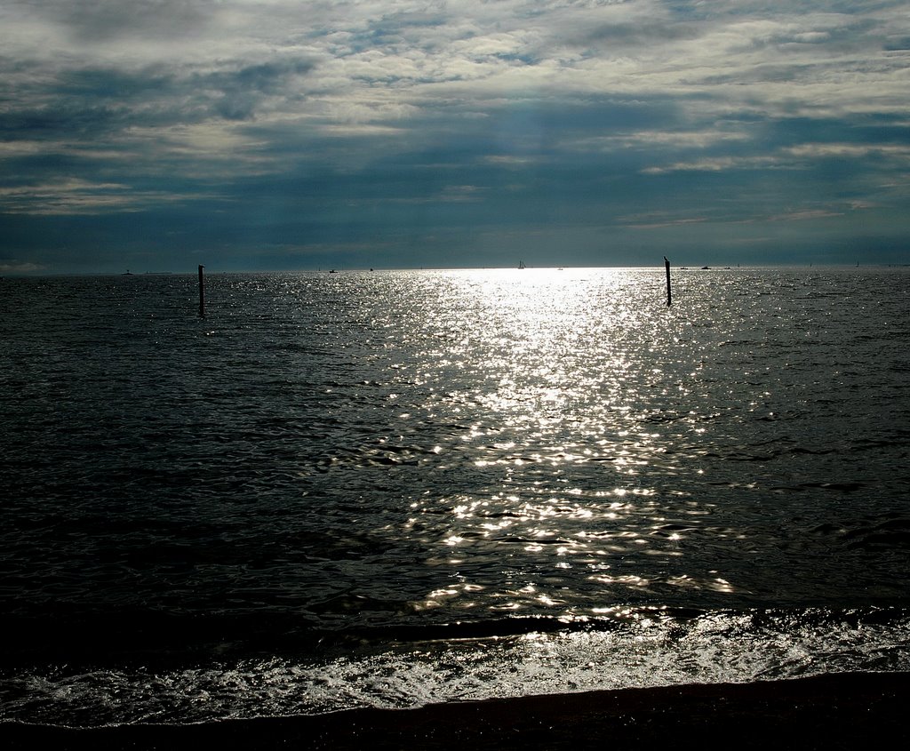 Groton Long Point, CT looking SW to the sound. by Warren Edward Will