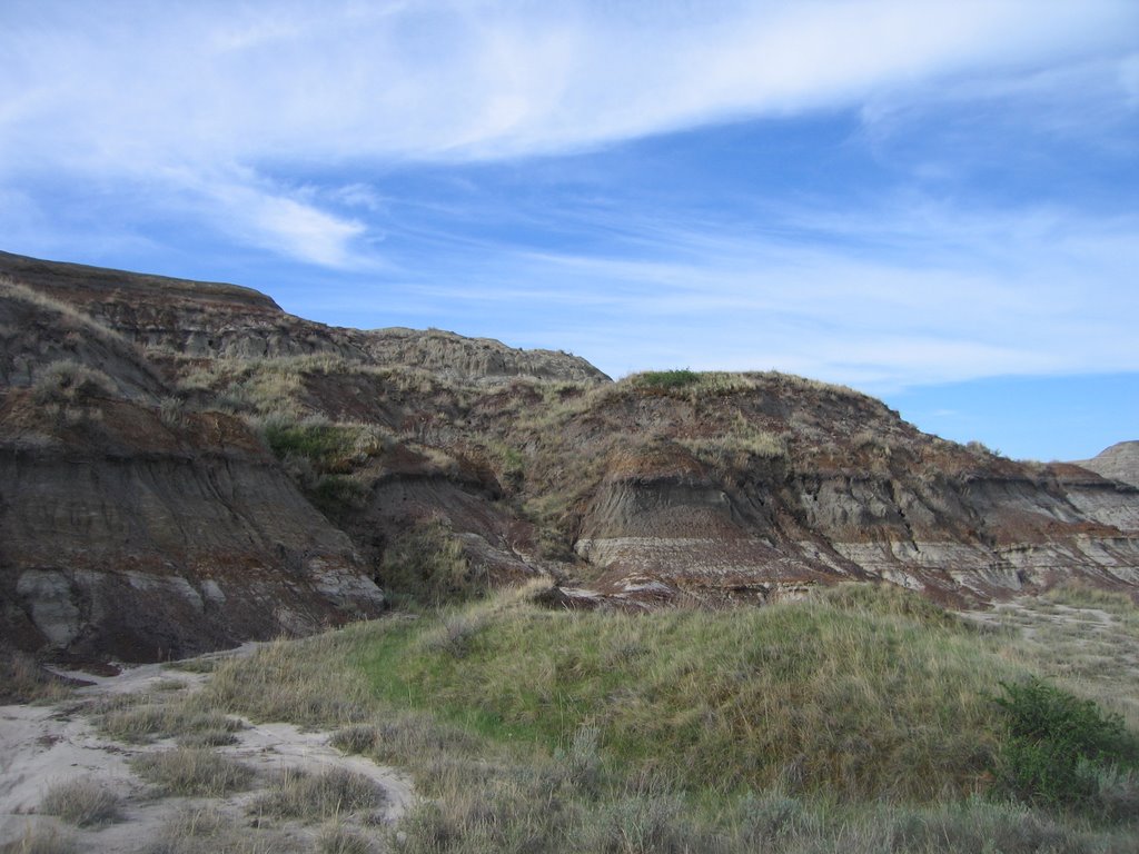 The Edge of the Canyon Cliffs With Blue Sky at Starland Recreation Area North of Drumheller, AB by David Cure-Hryciuk