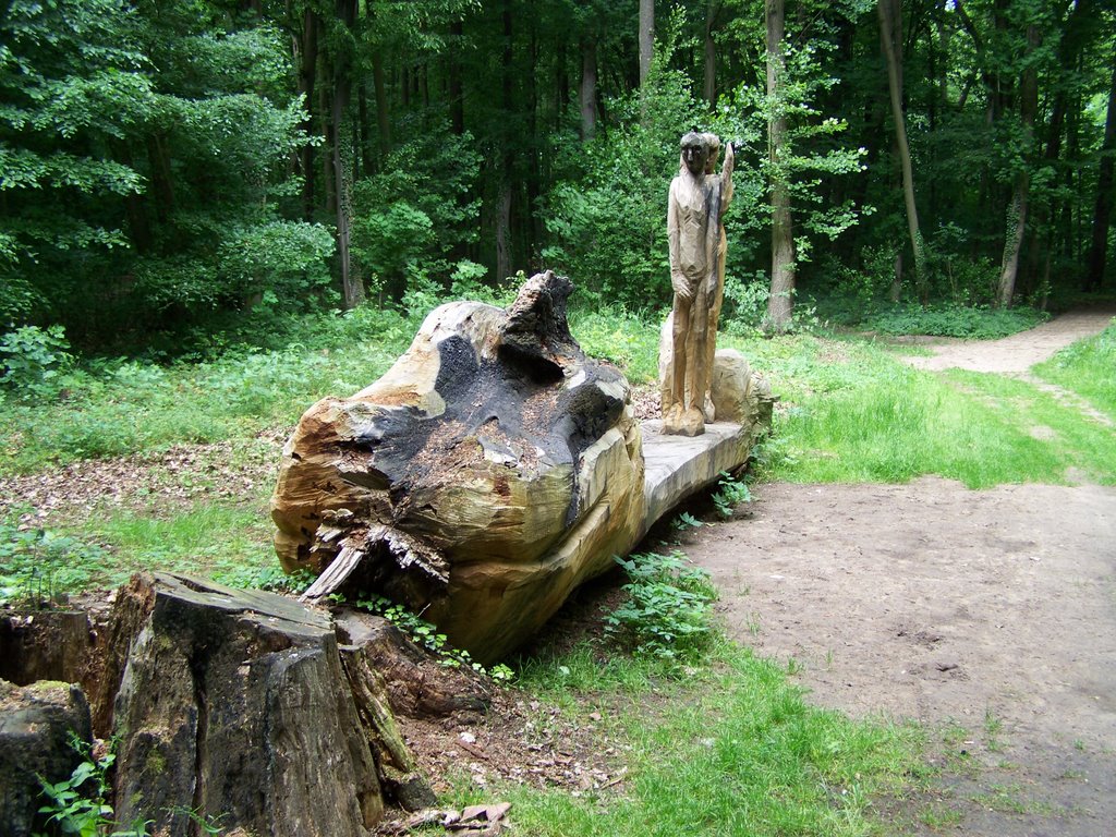 Der Park in Wust-Ein Künster aus Berlin hat sich nach einem Blitzschlag in den Baum verewigt by ABC-Schütze