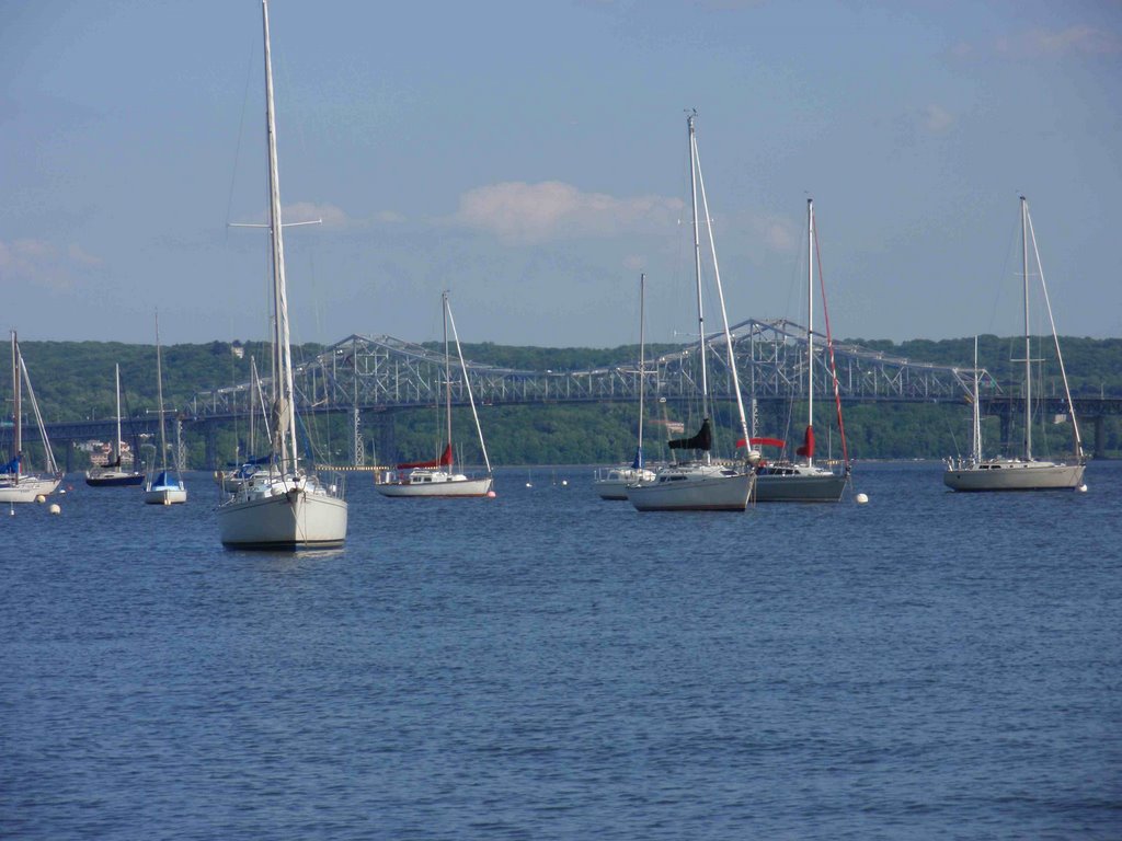 Sailboats docked near the Tappen Zee Bridge by bills79257