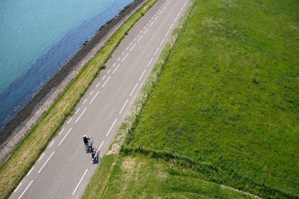 Dike along the Oosterschelde, view from Plompetoren, the church tower of the drowned village of Koudekerke by Martin van den Bogae…