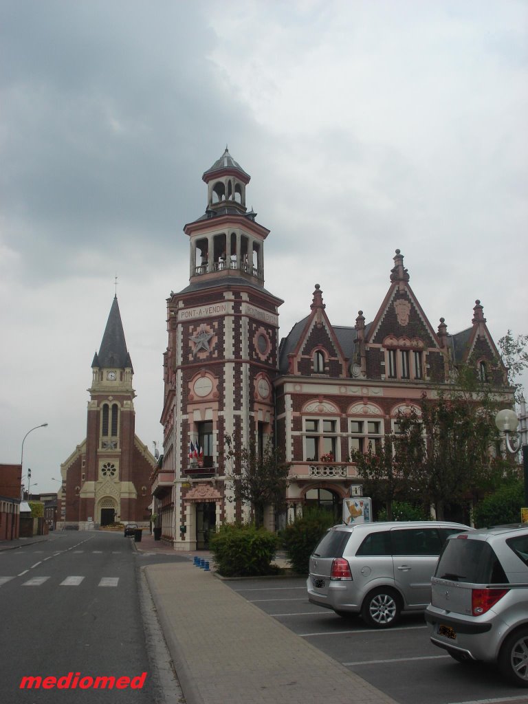 Eglise et Mairie à Pont_à-Vendin by medioni