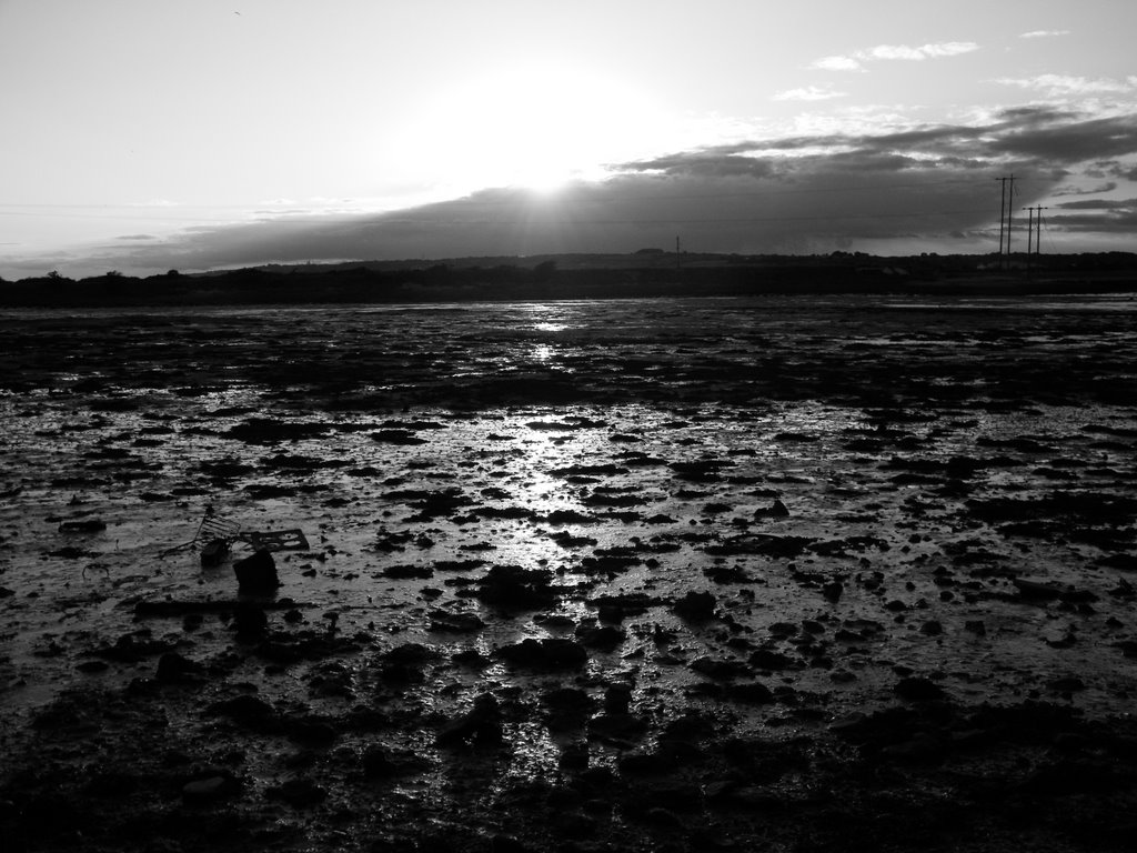 Langstone Harbour at Sunset (B&W) by Andrew Parker (Andre…