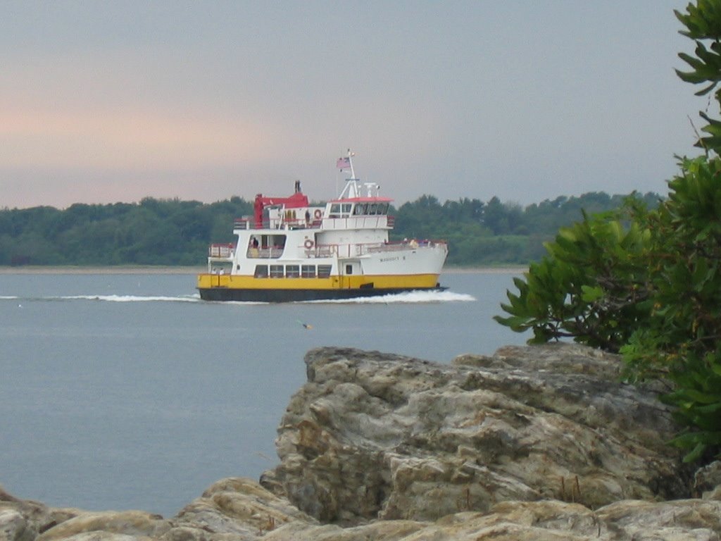 View of Casco Bay ferry from the Nubble, Chebeague Island, ME by dustyblue