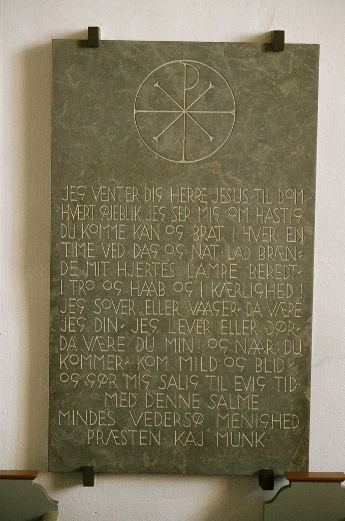 Gedenktafel Kaj Munk in Vedersö Kirke by B.W.