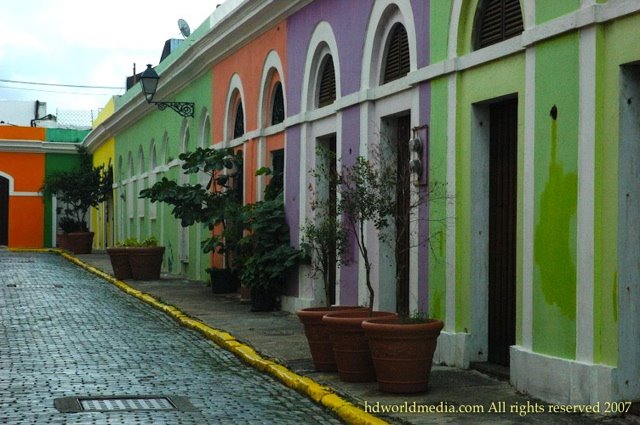 Old San Juan Famous colorfull street by HDworldmedia