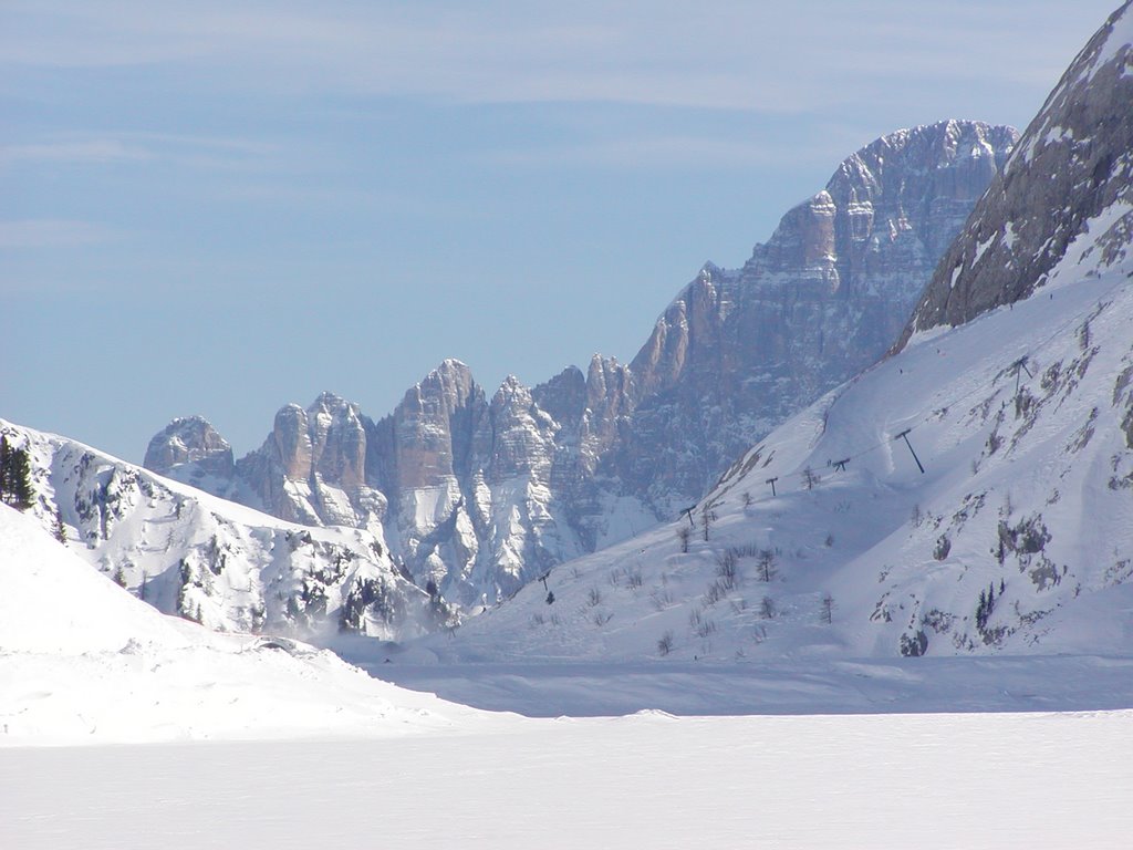 Lake Fedaia with Mount Civetta Feb 2009 by Bob Watson-dolomite …