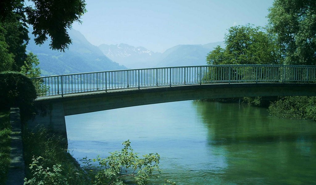 Sarnen Sarnersee /Brücke über Ausfluss by Karl Pümpin