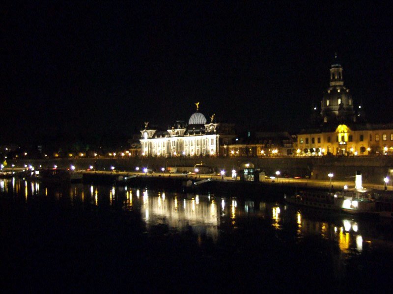 Night view of Dresden old city from Augustus bridge by Mamoru Kikumoto