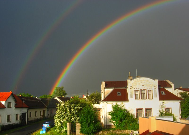 Rainbow over street in Spalene Porici by Peta85