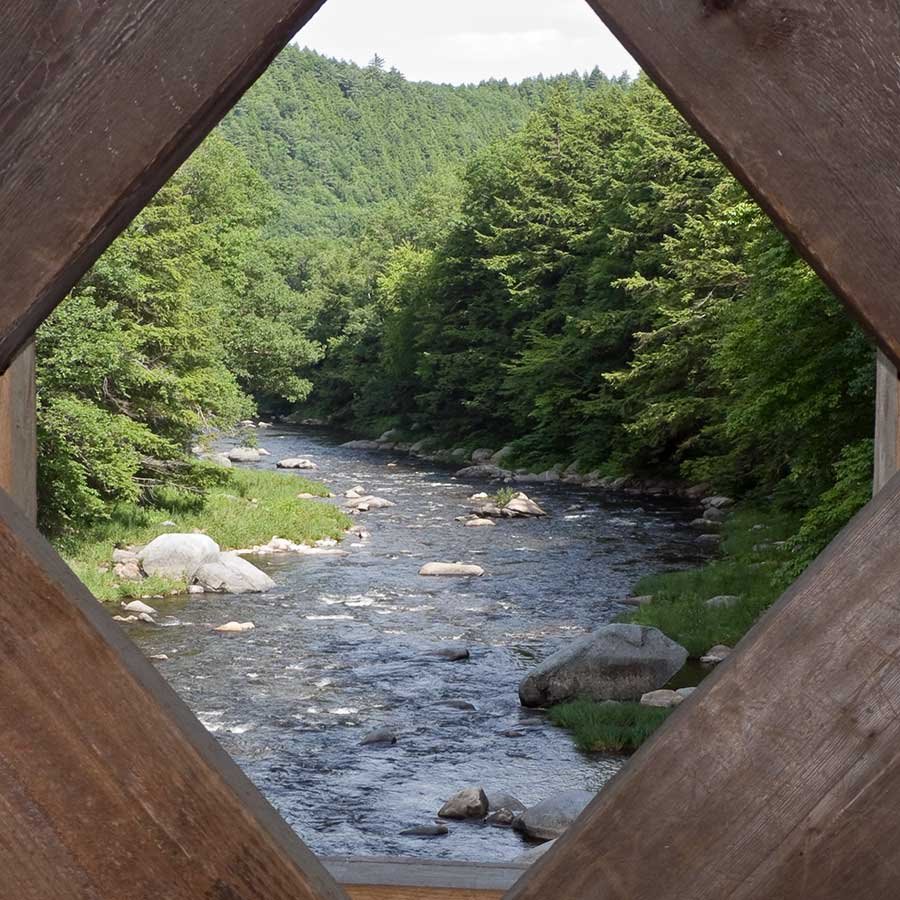 Downers Covered Bridge - Black River View by Robert Allen Kautz