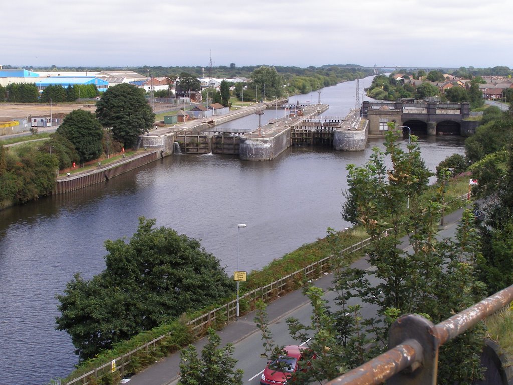 Latchford Locks From Old Railway Bridge by Howard C. Harrison