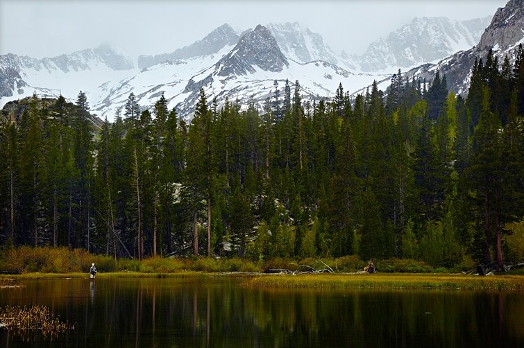 Weir Lake and Fisheman by Tom Grubbe