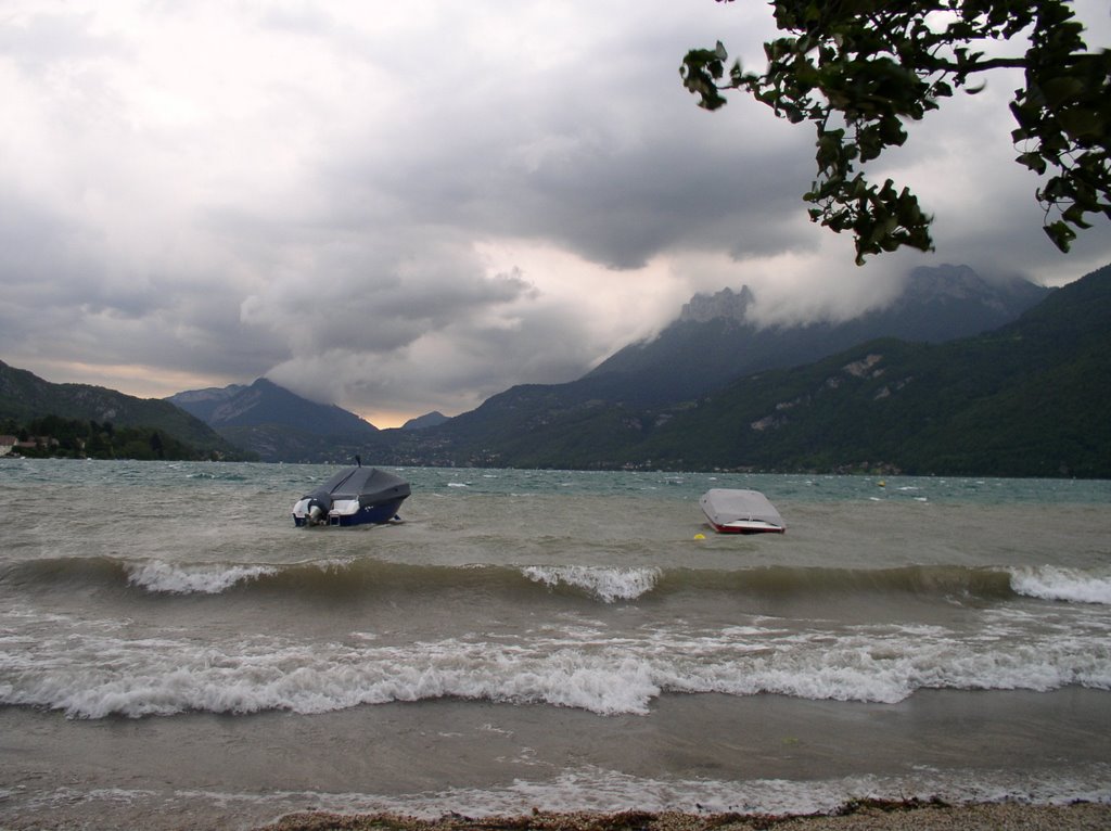 Storm on lake annecy by janneman