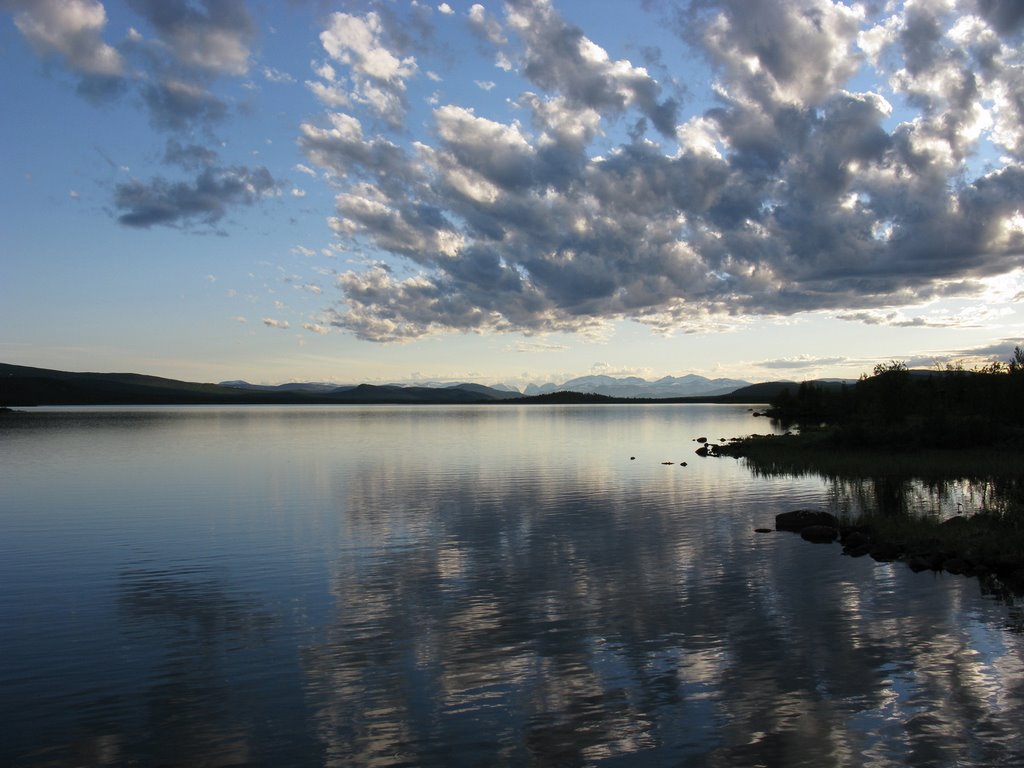 Evening summer view from Holmajärvi towards Kebnekaise by Gerrit Holl