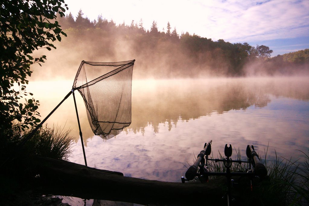 Shearwater lake morning mist 2007. by Maurice J Pingstone.