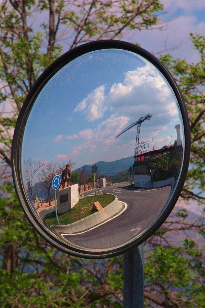 Reflection! Roundabout in Pinos del Valle in the mirror. by ScottyMac