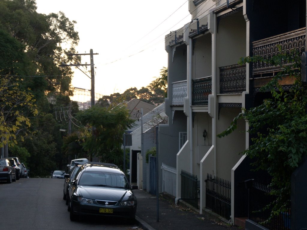 Woollahra terraces - note Sydney Harbour Bridge in background by CWCoffman