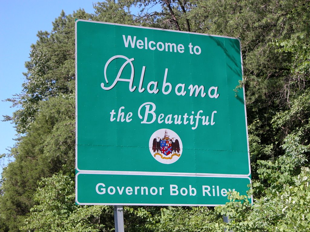 "Welcome to Alabama the Beautiful" Sign, Entering Alabama on Interstate 59, Southbound by Seven Stars