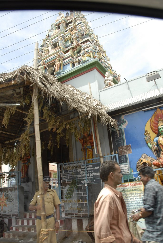 Colorful Temple gopuram in South India by Dinesh N