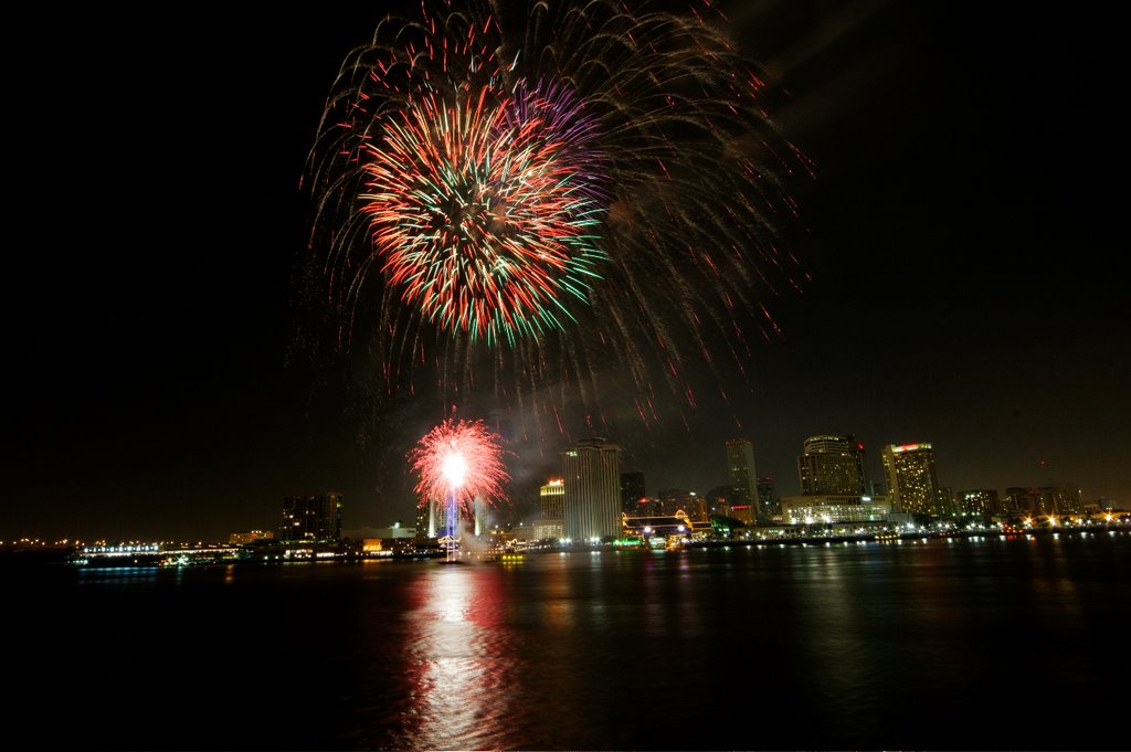 4th of July Firework New Orleans Skyline by Peter Dieter Jansen