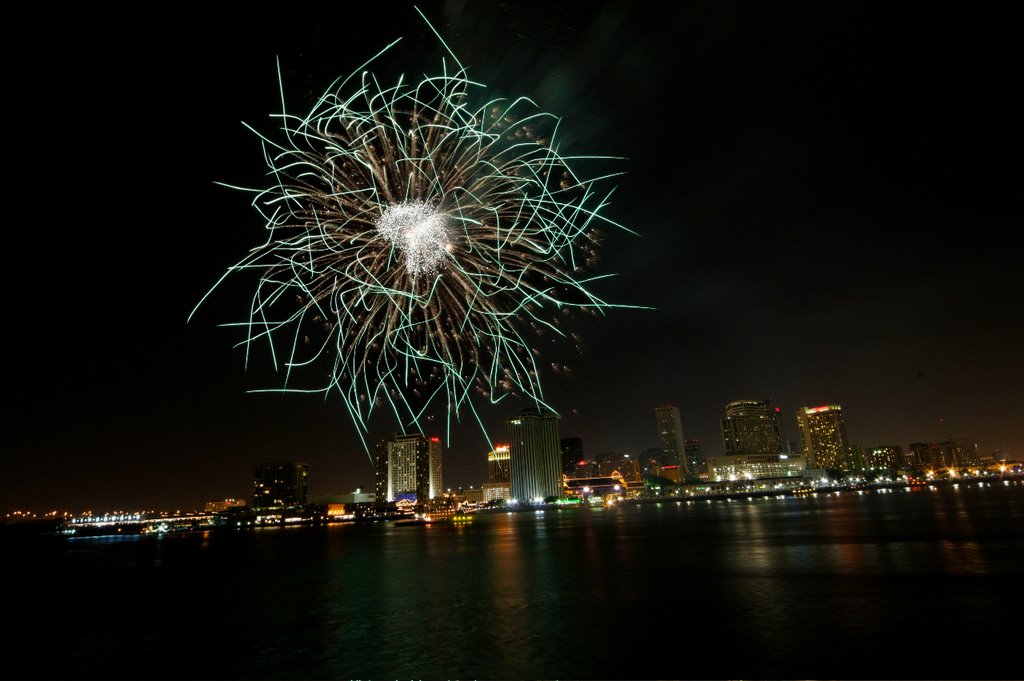 4th of July Firework New Orleans Skyline by Peter Jansen