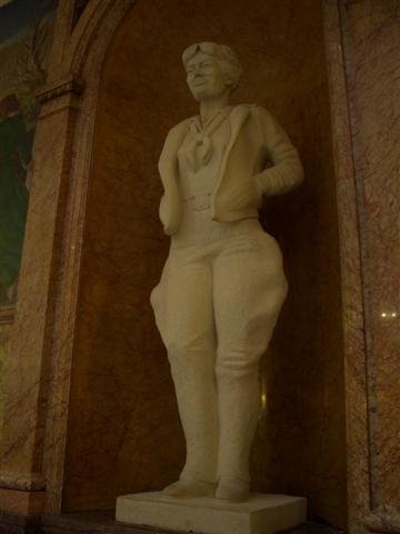 Amelia Earhart, limestone sculpture,Kansas State Capitol building,Topeka,KS by Maxine Arnoldy