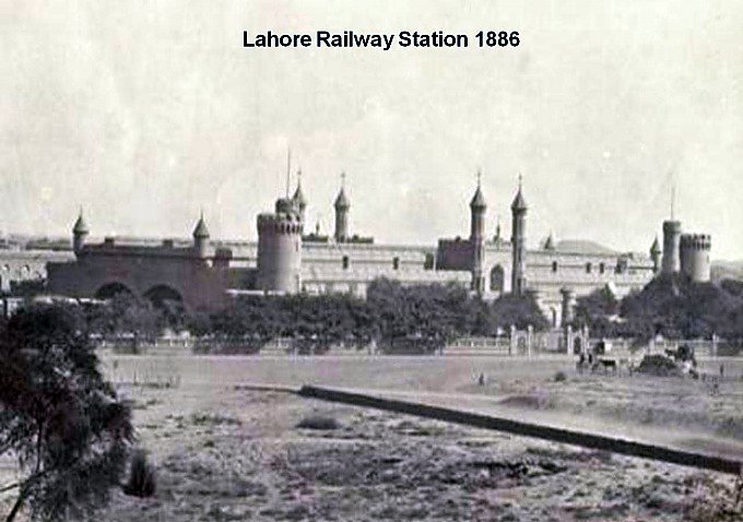 Lahore Railway Station in 1886 by Haq Nawaz