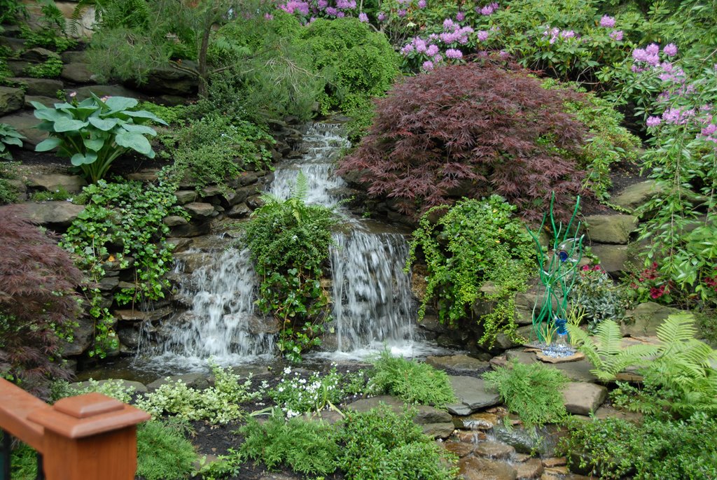 Falls at Japense Garden (Cleveland Botanical Gardens) by RickHruby