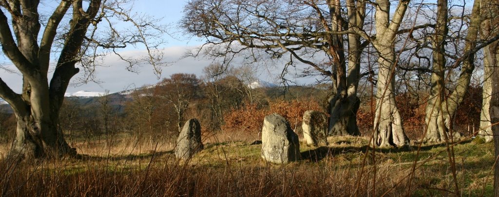 Deer Park Stone Circle nr Monymusk with Bennachie in background by lecored1