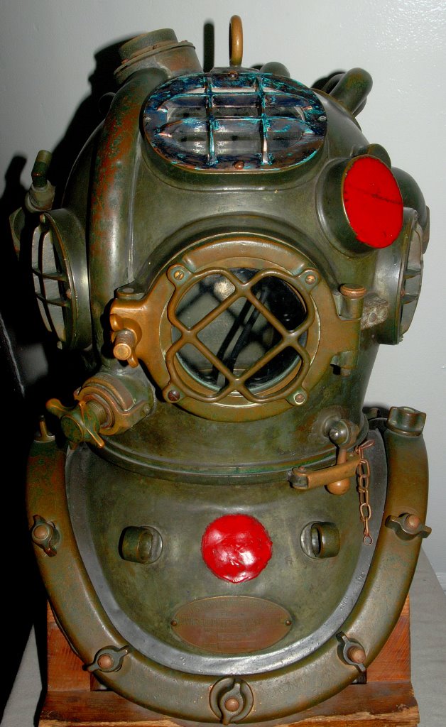 Rare, USN, Mark V, Heli-Ox, Deep Water Diving Helmet by DESCO 1946. by Warren Edward Will