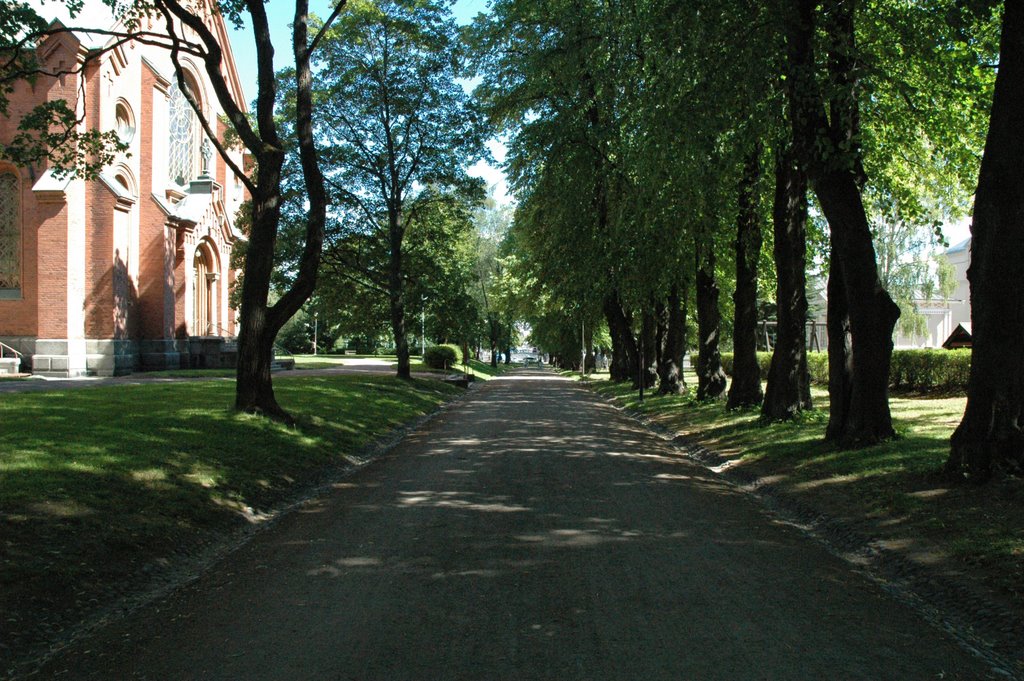 Shady summer day in the Aleksanteri church park by Aki Pitkäjärvi