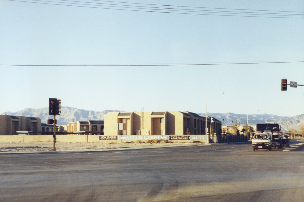 Nov 1989, looking northwest at Nellis Gardens Apartments by timmus