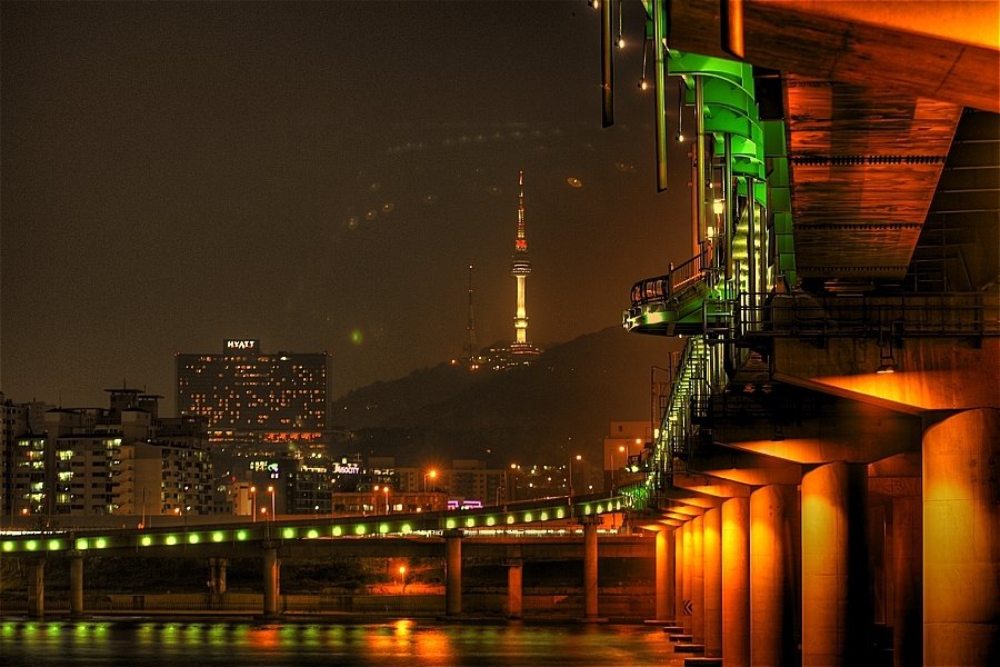 Namsan Tower with Hannam Bridge by youare@stephan