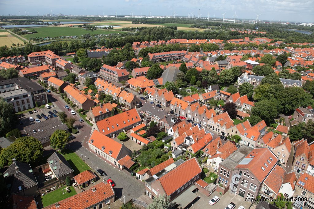 Brielle seen from the tower of the St.Catherine's church. by Dick Heuff