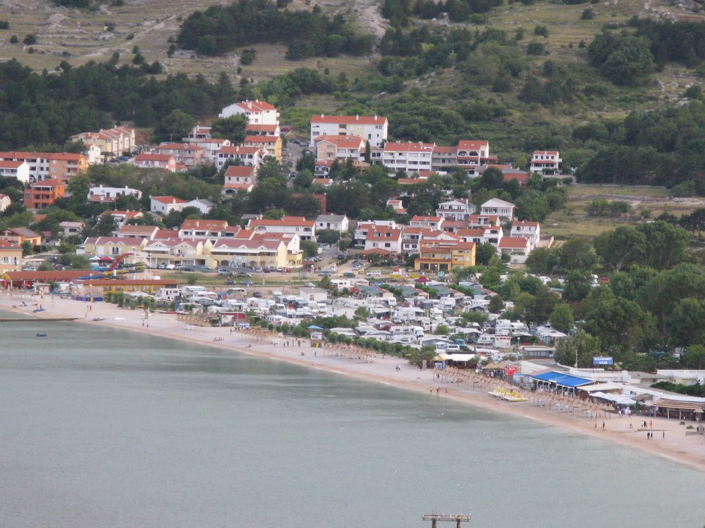 The Great Baška Beach (Zarok) area in the dusk by satnavigator