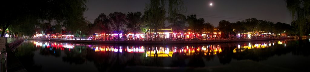 Beijing China houhai Bar Street after night, stitching panorama photo 20071019 by seamans