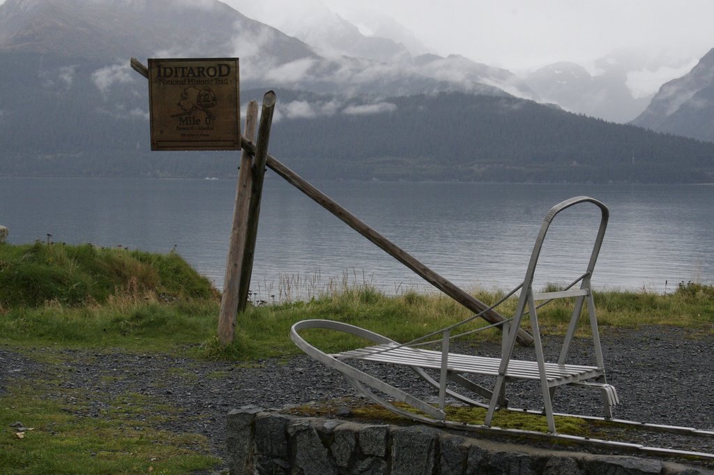 Iditarod Trail - Mile 0 marker by Greg Wrey