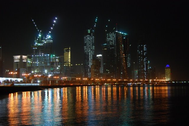 Water's Edge in Doha at Night 01 by Jdylan