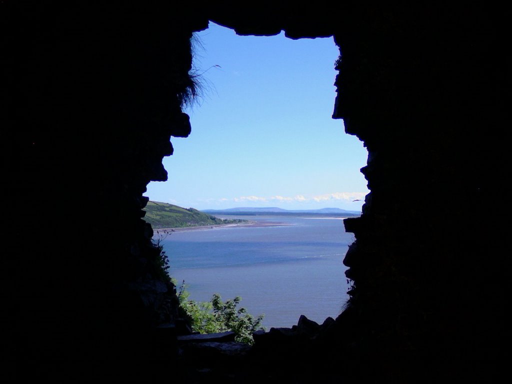 View Of Sea Through Llansteffan Castle Window by dwtheprof