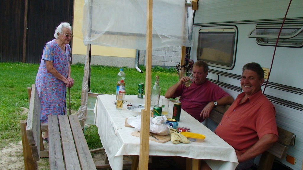 Pause bei der Marillenernte by Anton Gansterer