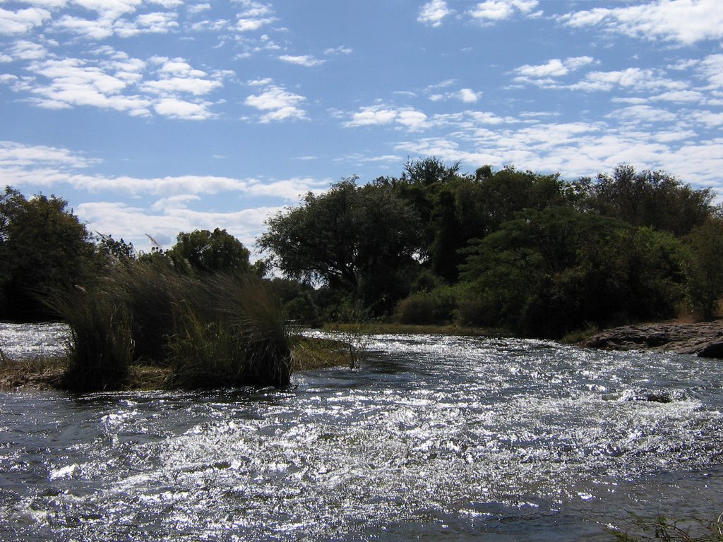 ZAMBIA, CENTRAL AFRICA: TOP OF THE VICTORIA FALLS - RAPIDS ON THE ZAMBEZI JUST UPSTREAM OF THE FALLS by Elizabeth H. Roome