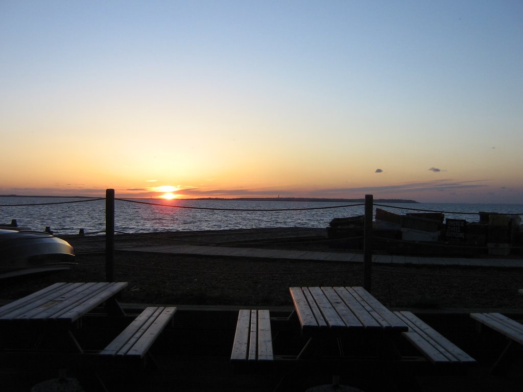 WHITSTABLE, KENT, UK: SUNSET FROM THE DECK OF THE WHITSTABLE OYSTER COMPANY RESTAURANT by Elizabeth H. Roome