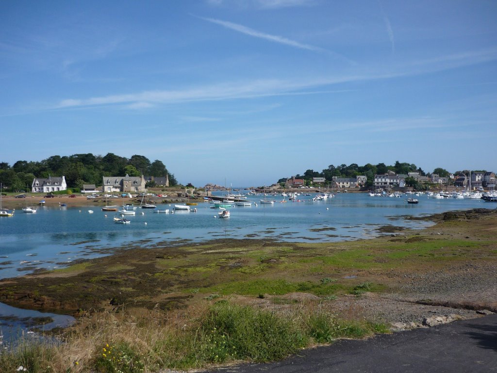 Port de Ploumanach à Perros Guirec vue depuis le Moulin à Marée . by crechargant