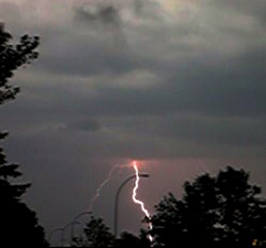 Forked Lightning With Dark, Moody Skies - Intense, Dangerous Weather in Edmonton AB, Aug 1/09 by David Cure-Hryciuk