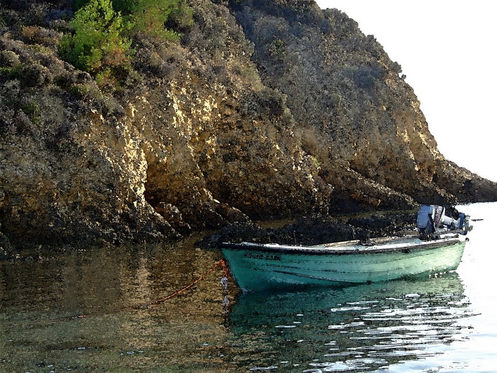 Boat near San Antonio Beach by Florin Cherbis