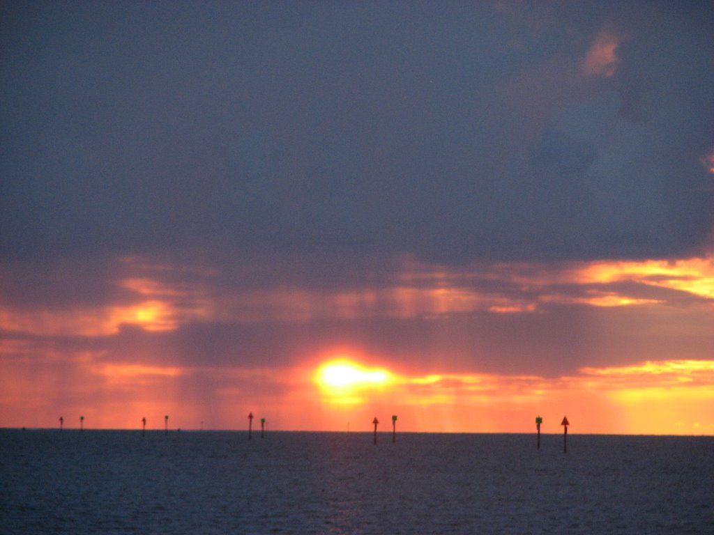 Sunset and Rain over Gulf of Mexico by Richard Clark