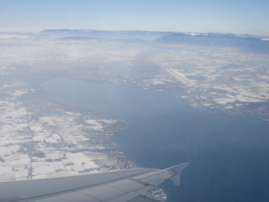 View of lake geneva from the airplane by karabill92