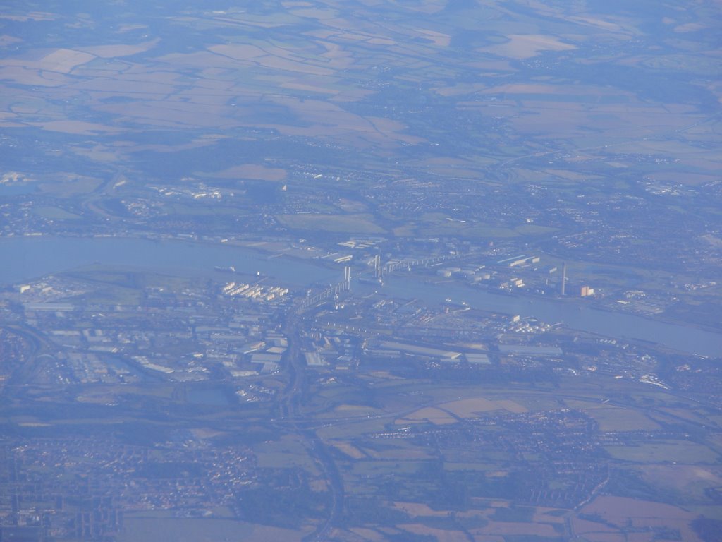 Queen Elizabeth 2nd Bridge over the Thames at Dartford from the air by Gordon Abben